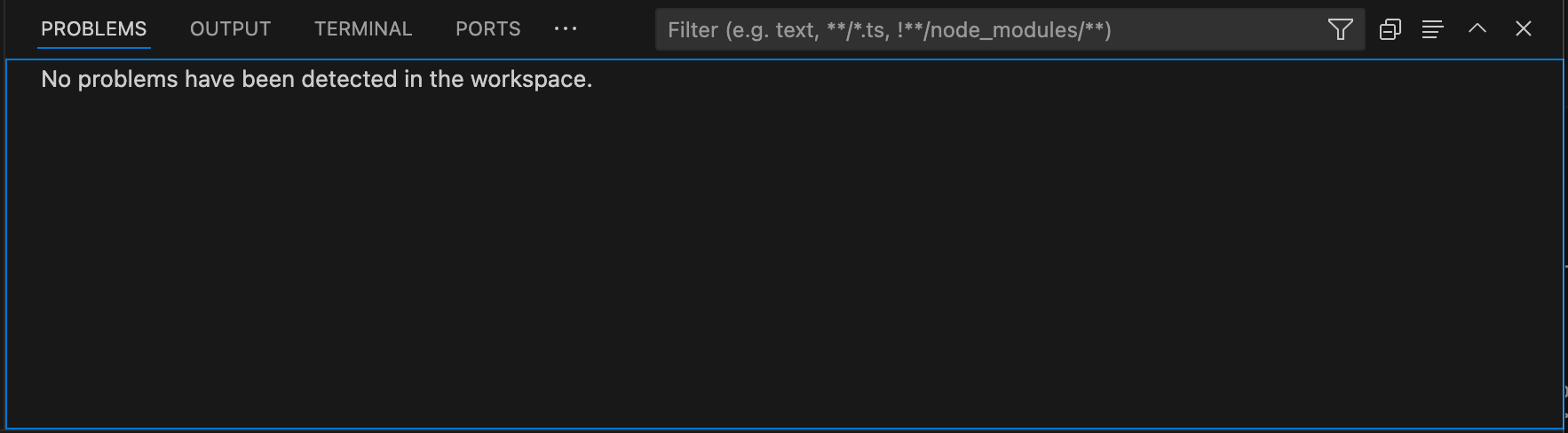 VSCode Problems pane showing diagnostic information